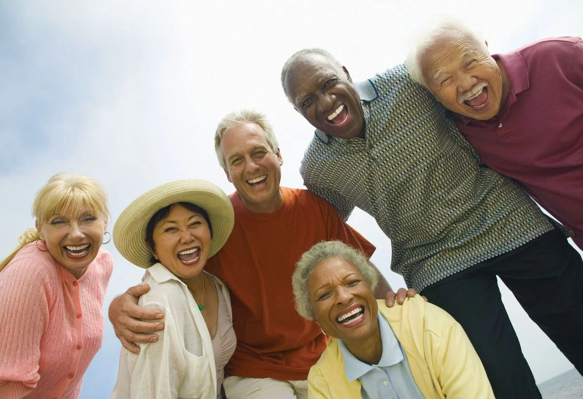 Smiling elderly people on a sunny day